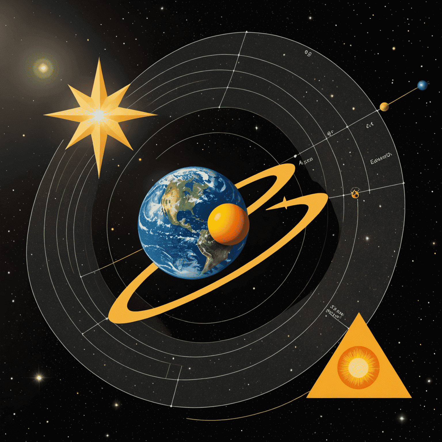 Diagram illustrating the concept of a parsec with a star, Earth, and the Sun forming a right triangle